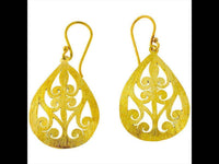 Load image into Gallery viewer, Ohrringe Tropfen dick gebürstet Spiralen Messing antik golden nickelfrei Tribal Brass Ohrhänger - chic-net.de
