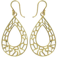 Load image into Gallery viewer, Ohrringe Tropfen hohl Muster glänzend Messing antik golden Damen Ohrhänger nickelfrei Tribal Schmuck - chic-net.de
