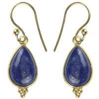 Load image into Gallery viewer, Ohrringe Tropfen Lapis Dreieck Messing antik golden Tribal Ohrhänger nickelfrei Brass Damen Schmuck - chic-net.de
