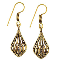 Load image into Gallery viewer, Ohrringe Tropfen Mandeln Struktur hohl Messing antik golden Ohrhänger nickelfrei Tribal Piercing - chic-net.de
