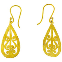 Load image into Gallery viewer, Ohrringe Tropfen schmal gebürstet Spiralen Messing antik golden nickelfrei Tribal Brass Ohrhänger - chic-net.de
