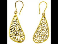Load image into Gallery viewer, Ohrringe Tropfen schräg Spiralen Messing antik golden nickelfrei Tribal Brass Ohrhänger glänzend - chic-net.de
