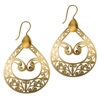 Cargar imagen en el visor de la galería, Ohrringe Tropfen Spiralmuster Glanz Messing antik golden nickelfrei Tribal Ohrhänger - chic-net.de
