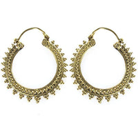 Load image into Gallery viewer, Ohrringe zweireihig Punkte Dreiecke Kreis Messing antik golden Tribal nickelfrei Schmuck Piercing - chic-net.de
