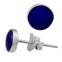 Load image into Gallery viewer, Ohrstecker Achat dunkelblau Stein 925er Sterlingsilber rund Silberohrstecker unisex Steinohrstecker - chic-net.de
