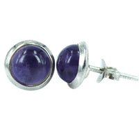 Load image into Gallery viewer, Ohrstecker blau gold Lapis rund 8 mm Ø Rand poliert gefasst 925er Sterlingsilber - chic-net.de
