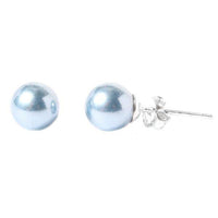 Load image into Gallery viewer, Ohrstecker blau grau Perle 8 mm Perlenohrstecker 925er Sterling Silber Glanz Ohrringe Damen - chic-net.de

