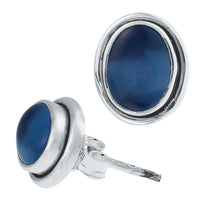 Cargar imagen en el visor de la galería, Ohrstecker Chalzedon blau Stein oval 10 mm Ø 925er Sterling Silber hoch Rand - chic-net.de
