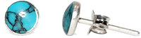 Cargar imagen en el visor de la galería, Ohrstecker flach Türkis rund 925er Sterlingsilber gefasst Silberohrstecker Ohrringe Damen Schmuck - chic-net.de
