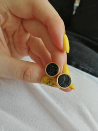 Load image into Gallery viewer, Ohrstecker gold Stein rund Zinklegierung geometrisch - chic-net.de
