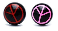 Load image into Gallery viewer, Ohrstecker Halbkugel Peace 8 mm Acryl Unisex Ohrringe Edelstahl nickelfrei zweifarbig - chic-net.de
