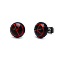 Load image into Gallery viewer, Ohrstecker Halbkugel Peace 8 mm Acryl Unisex Ohrringe Edelstahl nickelfrei zweifarbig - chic-net.de
