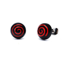 Load image into Gallery viewer, Ohrstecker Halbkugel Spirale 8 mm Acryl Unisex Ohrringe Edelstahl nickelfrei zweifarbig - chic-net.de
