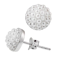 Cargar imagen en el visor de la galería, Ohrstecker Halbkugel weiß kleine Perlen rund 925er Sterlingsilber Perlenohrstecker - chic-net.de
