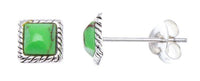 Cargar imagen en el visor de la galería, Ohrstecker Howlith Quadrat 6 mm Seilrand 925er Sterlingsilber Stein grün unisex - chic-net.de
