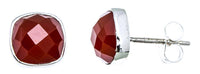 Cargar imagen en el visor de la galería, Ohrstecker Karneol Quadrat 8 mm 925er Sterlingsilber Rand facettiert rot gewölbt - chic-net.de
