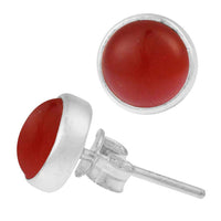 Load image into Gallery viewer, Ohrstecker Karneol rot rund 10 mm 925er Sterling Silber Rand Stein Silberohrstecker - chic-net.de
