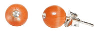 Load image into Gallery viewer, Ohrstecker Katzenauge orange Glitzerperle 925er Sterling Silber Kugel Perle Steinohrstecker - chic-net.de
