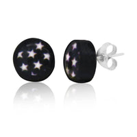 Load image into Gallery viewer, Ohrstecker Kokosnuss Sterne pink schwarz Holz Silberohrringe 925er Silber Ohrschmuck - chic-net.de
