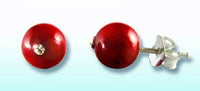 Load image into Gallery viewer, Ohrstecker Koralle rot Kristallglas geschliffen Glitzer 925er Sterlingsilber rund Perle - chic-net.de
