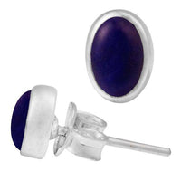 Load image into Gallery viewer, Ohrstecker Lapis blau oval 6 mm 925er Sterling Silber Rand Stein Silberohrstecker - chic-net.de
