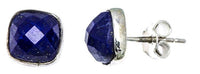Cargar imagen en el visor de la galería, Ohrstecker Lapis Quadrat 8 mm 925er Sterlingsilber Rand facettiert gewölbt blau - chic-net.de
