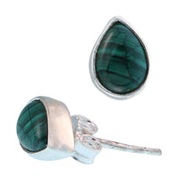 Load image into Gallery viewer, Ohrstecker Malachit grün Tropfen 8 mm 925er Sterling Silber Rand Stein Silberohrstecker - chic-net.de

