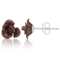 Cargar imagen en el visor de la galería, Ohrstecker Metall Rose metallic braun 925er Sterling Silber Rosenohrstecker Damen - chic-net.de
