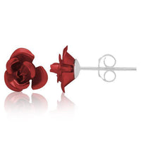 Cargar imagen en el visor de la galería, Ohrstecker Metall Rose metallic rot 925er Sterling Silber Rosenohrstecker Damen - chic-net.de
