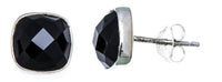 Cargar imagen en el visor de la galería, Ohrstecker Onyx Quadrat 8 mm 925er Sterlingsilber Rand facettiert schwarz gewölbt - chic-net.de
