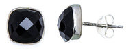 Cargar imagen en el visor de la galería, Ohrstecker Onyx Quadrat 8 mm 925er Sterlingsilber Rand facettiert schwarz gewölbt - chic-net.de
