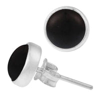 Load image into Gallery viewer, Ohrstecker Onyx schwarz rund 10 mm 925er Sterling Silber Rand Stein Silberohrstecker - chic-net.de
