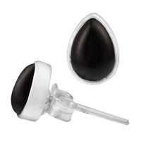 Load image into Gallery viewer, Ohrstecker Onyx schwarz Tropfen 8 mm 925er Sterling Silber Rand Stein Silberohrstecker - chic-net.de
