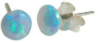 Load image into Gallery viewer, Ohrstecker Opal Blautöne Scheibe Glitzer Steinohrstecker Silberohrstecker 925er Sterling Silber - chic-net.de
