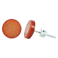 Load image into Gallery viewer, Ohrstecker, Orange, 8mmØ, aus gefärbtem Perlmutt, rund, 925er Sterlingsilber-Stift - chic-net.de
