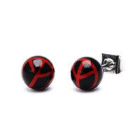 Cargar imagen en el visor de la galería, Ohrstecker Peace Kugel 6 mm Acryl Unisex Ohrringe Edelstahl nickelfrei rot schwarz - chic-net.de
