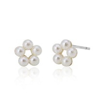 Load image into Gallery viewer, Ohrstecker Perlen Perlenohrstecker 925er Sterling Silber Glanz Ohrringe Damen Perle weiß Blume - chic-net.de
