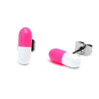 Load image into Gallery viewer, Ohrstecker Pille Tablette schmal 9 mm zweifarbig Edelstahl Unisex Schmuck Ohrringe - chic-net.de
