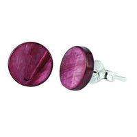 Load image into Gallery viewer, Ohrstecker, Pink-Lila, 8mmØ, aus gefärbtem Perlmutt, rund, 925er Sterlingsilber-Stift - chic-net.de

