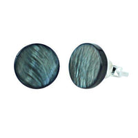 Load image into Gallery viewer, Ohrstecker, Schwarz, 8mmØ, aus gefärbtem Perlmutt, rund, 925er Sterlingsilber-Stift - chic-net.de
