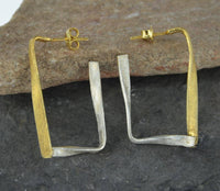 Load image into Gallery viewer, Ohrstecker Silber 925 vergoldet Rechteck gedreht - chic-net.de
