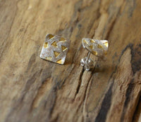 Load image into Gallery viewer, Ohrstecker Silber 925 vergoldet schwarz Raute Dreiecke - chic-net.de
