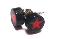 Load image into Gallery viewer, Ohrstecker Stern rot schwarz Edelstahl Unisex Schmuck Ohrringe - chic-net.de
