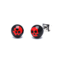 Cargar imagen en el visor de la galería, Ohrstecker Totenkopf Kugel 6 mm Acryl Unisex Ohrringe Edelstahl nickelfrei rot schwarz - chic-net.de

