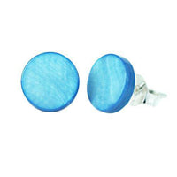 Load image into Gallery viewer, Ohrstecker, Türkis, 8mmØ, aus gefärbtem Perlmutt, rund, 925er Sterlingsilber-Stift - chic-net.de
