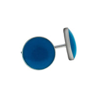 Cargar imagen en el visor de la galería, Ohrstecker, Türkis, flach rund, 4 mm Ø, in massivem Silber eingefasst, 925er Sterlingsilber-Stift - chic-net.de
