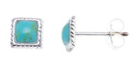 Cargar imagen en el visor de la galería, Ohrstecker Türkis Quadrat 6 mm Seilrand 925er Sterlingsilber Stein unisex - chic-net.de
