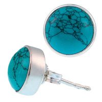 Cargar imagen en el visor de la galería, Ohrstecker Türkis rund 10 mm 925er Sterling Silber Rand Stein Silberohrstecker - chic-net.de
