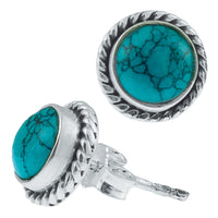 Cargar imagen en el visor de la galería, Ohrstecker Türkis rund Rand Zopfmuster 8 mm Ø  925er Sterling Silber - chic-net.de
