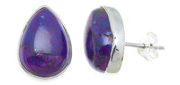 Cargar imagen en el visor de la galería, Ohrstecker Türkis Tropfen 15 mm Rand 925er Sterlingsilber Stein violett Steinohrstecker - chic-net.de
